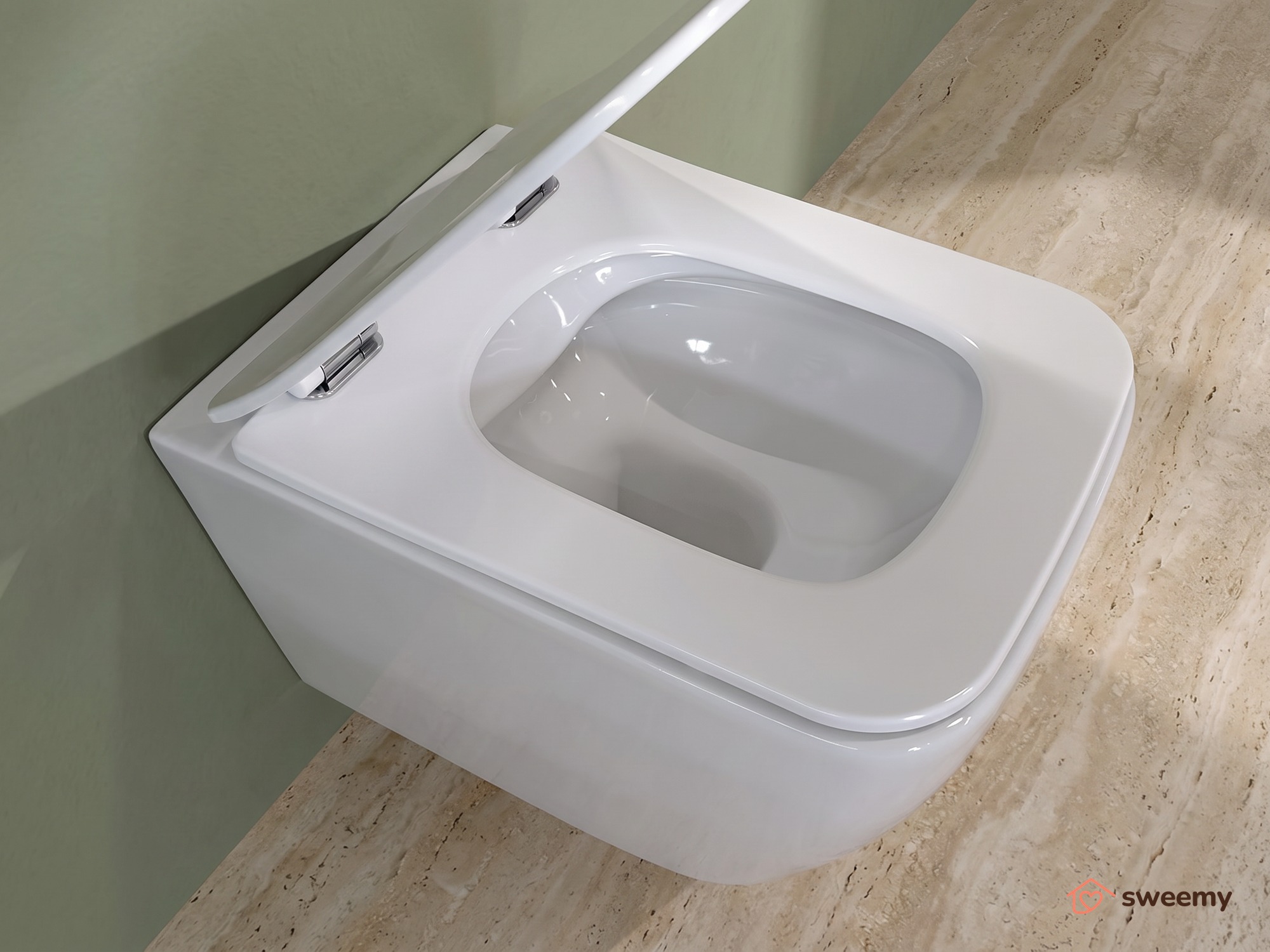 Coppia sanitari sospesi SWY-New Edge, rimless senza brida, dimensioni ridotte, coprivaso soft close - immagine 9