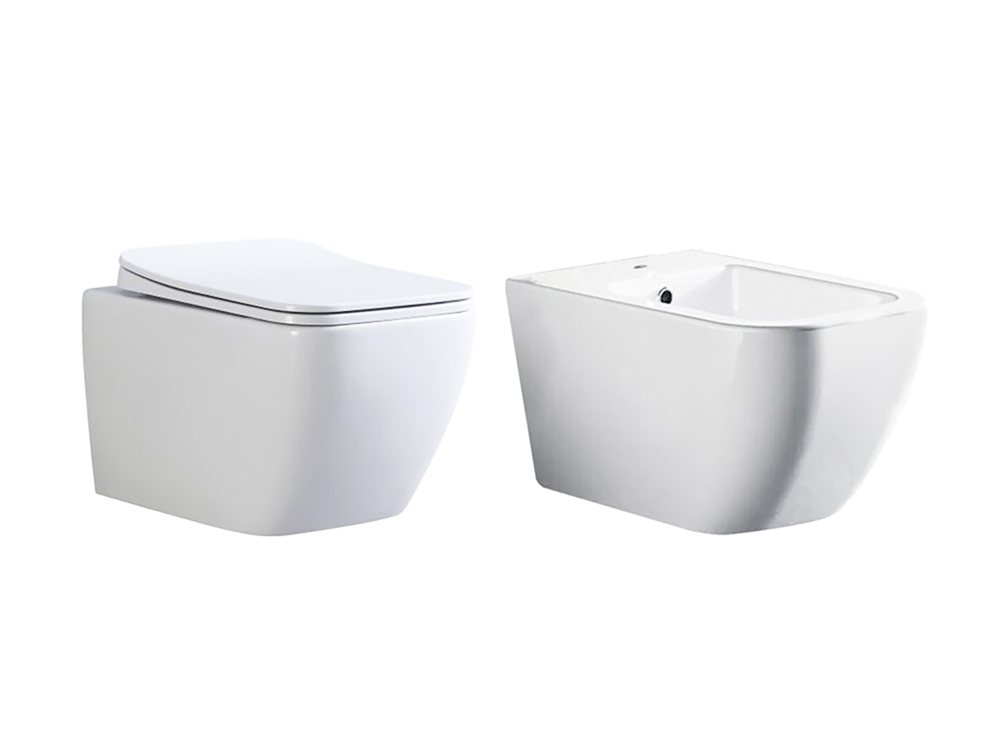 Coppia sanitari sospesi SWY-New Edge, rimless senza brida, dimensioni ridotte, coprivaso soft close - immagine 12