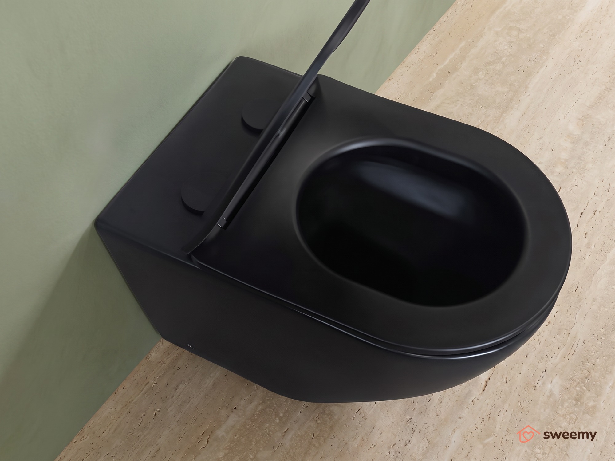 Coppia sanitari a terra SWY-Bent, rimless senza brida, filo muro, coprivaso soft close incluso - immagine 9