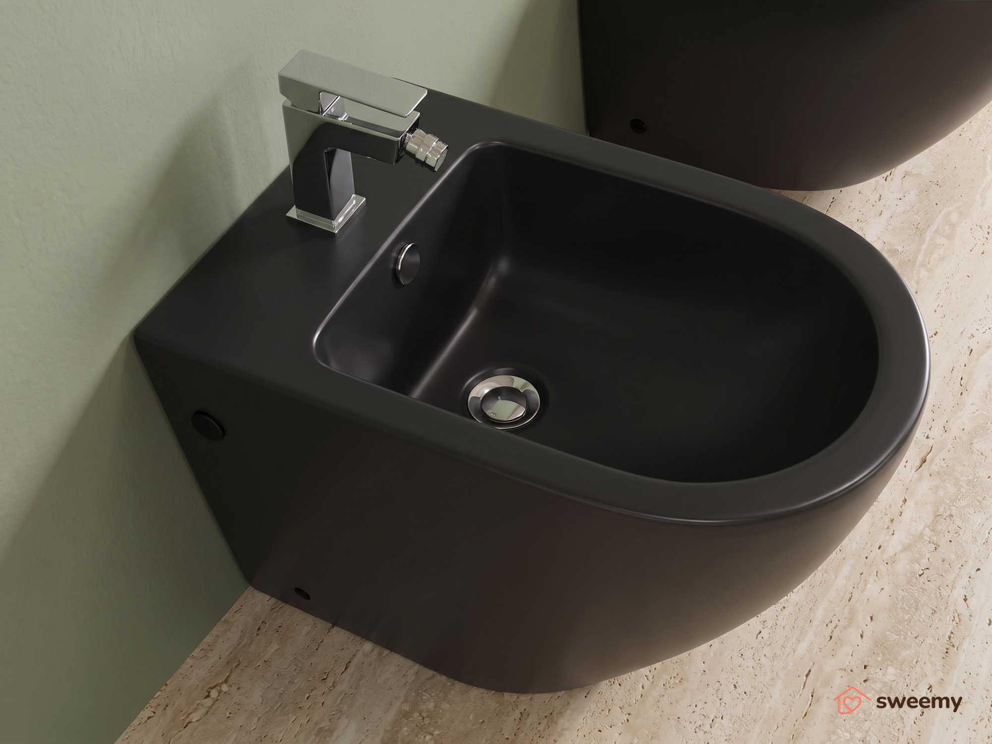 Coppia sanitari a terra SWY-Bent, rimless senza brida, filo muro, coprivaso soft close incluso - immagine 10