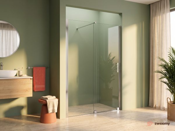 Porta doccia SWY-New Orleans F, walk-in scorrevole, per nicchia, reversibile, vetro temperato 8 mm, H 200 cm, cromo