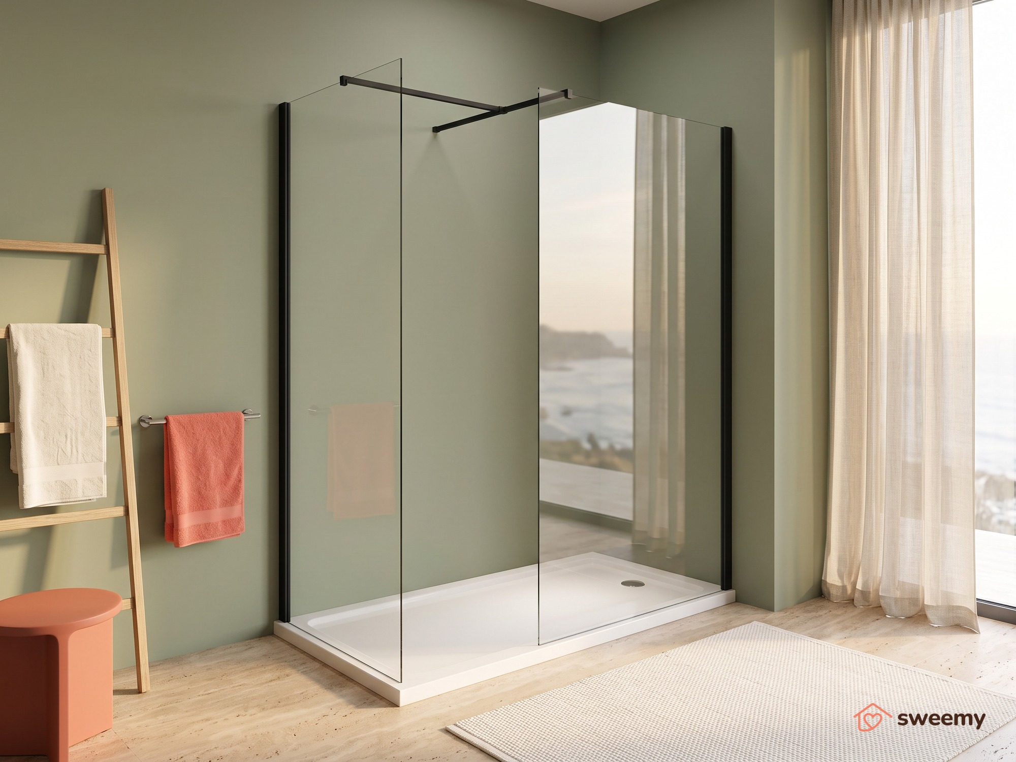 Box doccia angolare SWY-Filadelfia WT, doppia parete con braccio a T, ingresso libero, vetro temperato 8 mm, H 200 cm - immagine 8