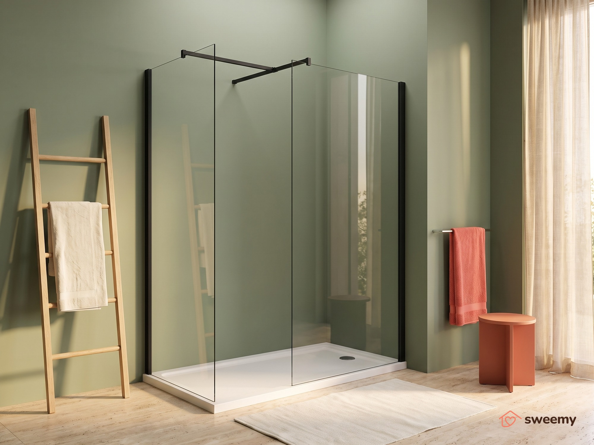Box doccia angolare SWY-Filadelfia WT, doppia parete con braccio a T, ingresso libero, vetro temperato 8 mm, H 200 cm - immagine 9