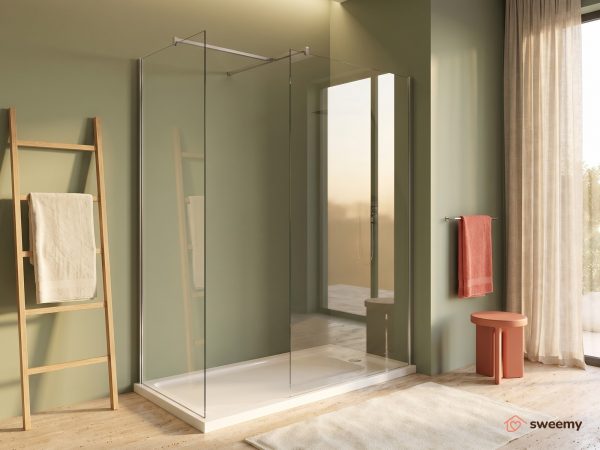 Box doccia angolare SWY-Filadelfia WT, doppia parete con braccio a T, ingresso libero, vetro temperato 8 mm, H 200 cm