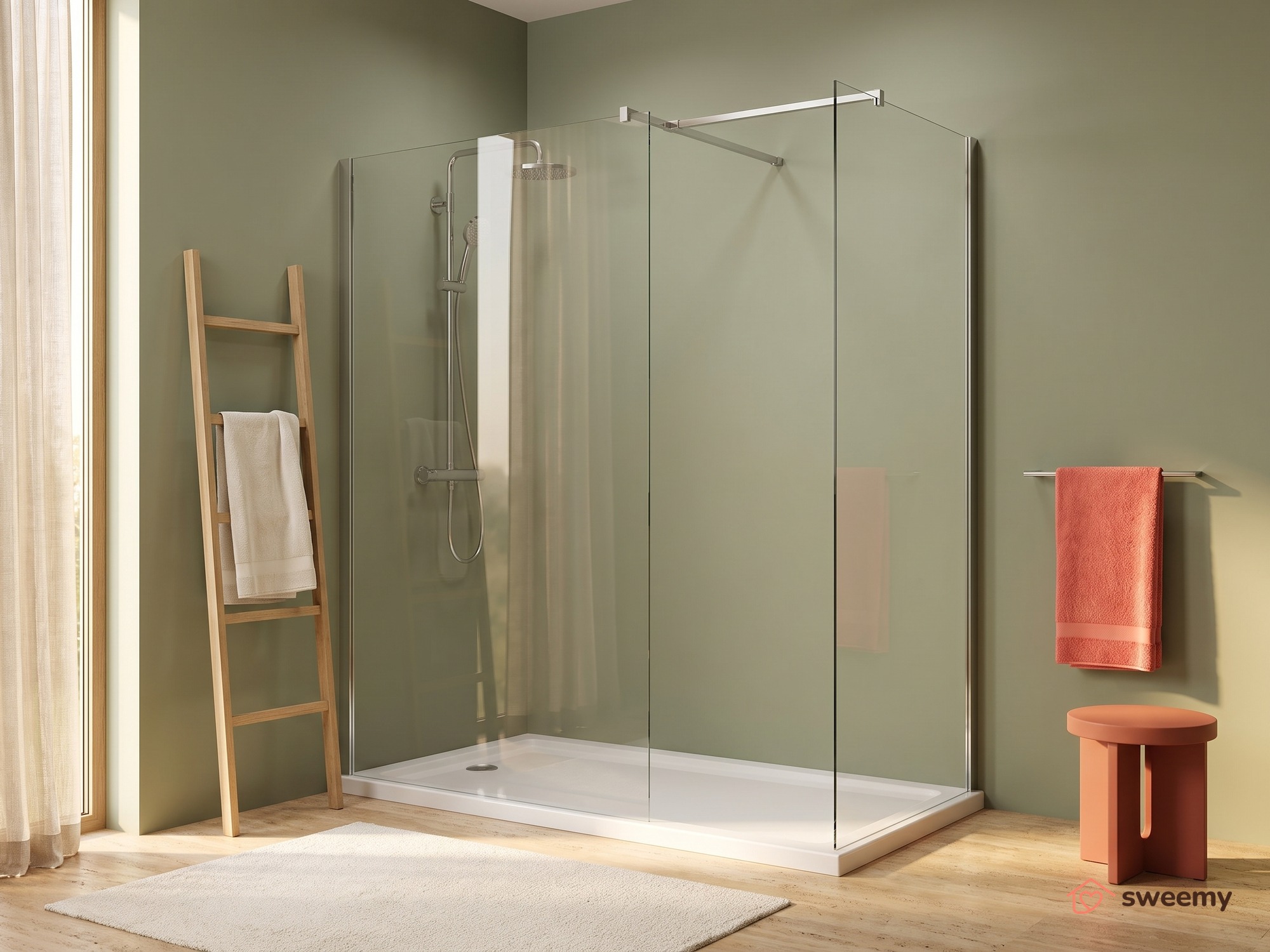Box doccia angolare SWY-Filadelfia WT, doppia parete con braccio a T, ingresso libero, vetro temperato 8 mm, H 200 cm - immagine 3
