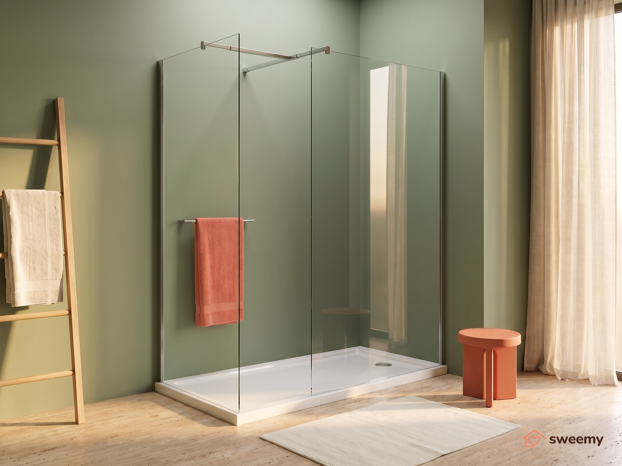 Box doccia angolare SWY-Filadelfia WT, doppia parete con braccio a T, ingresso libero, vetro temperato 8 mm, H 200 cm - immagine 4