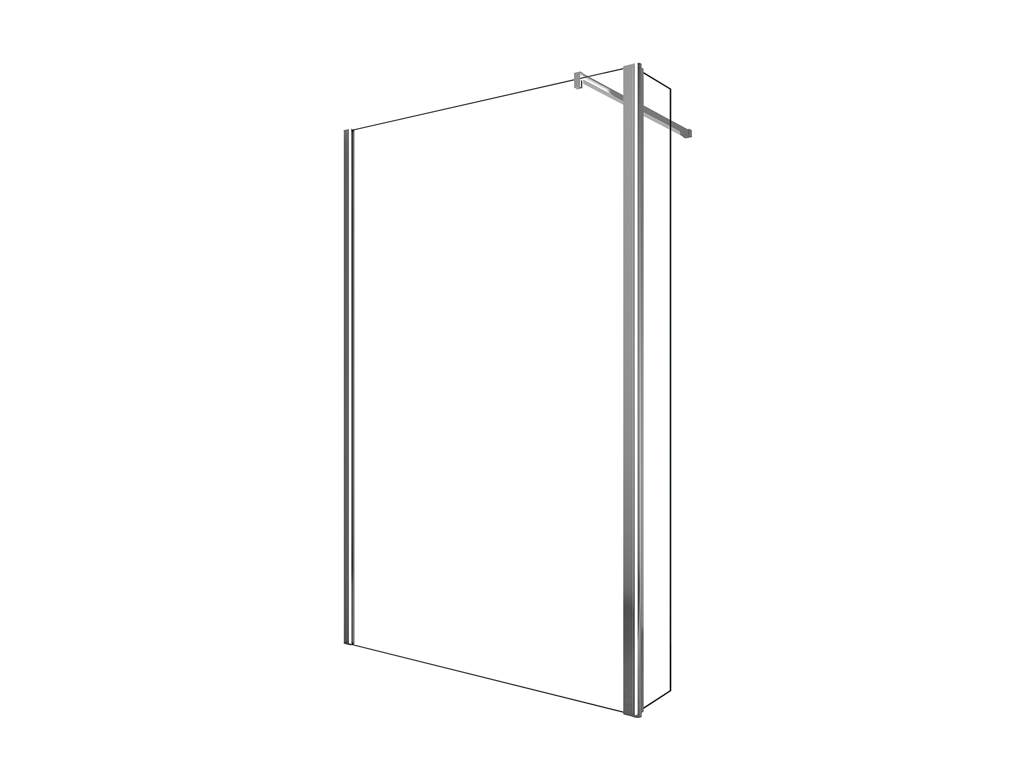 Parete doccia walk-in SWY-Filadelfia A, lastra fissa + anta paraspruzzi, ingresso libero, vetro temperato 8 mm, H 200 cm, cromo - immagine 5