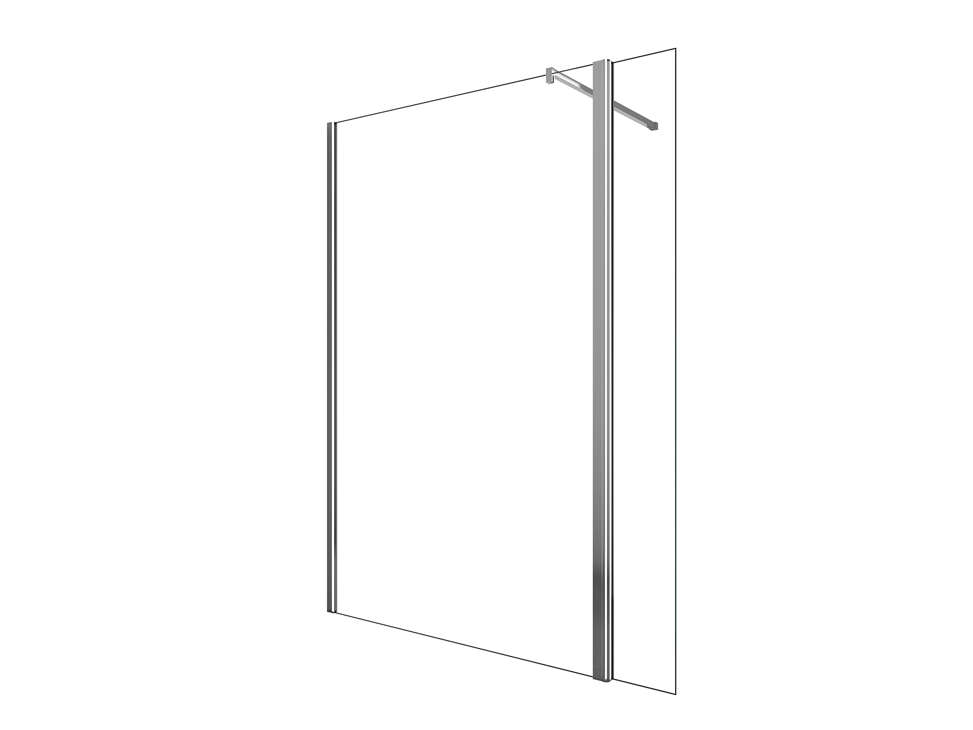Parete doccia walk-in SWY-Filadelfia A, lastra fissa + anta paraspruzzi, ingresso libero, vetro temperato 8 mm, H 200 cm, cromo - immagine 4